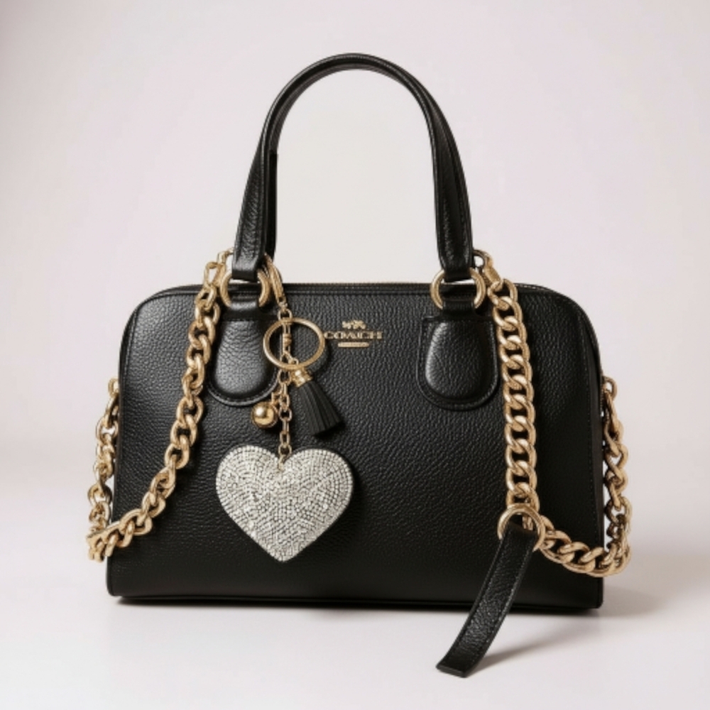 Coach Vintage Madison Pebbled Black Leather Satchel With Top Handle